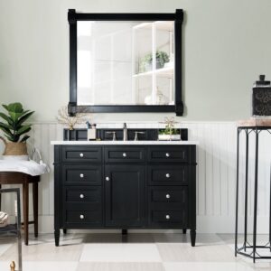 James Martin 650-V48-BKO-3CAR Brittany 48 Inch Black Onyx Single Vanity with 3 cm Carrara Marble Top