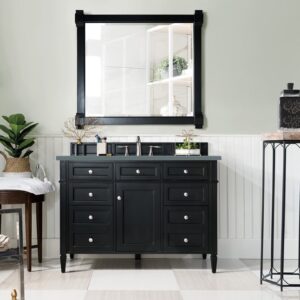 James Martin 650-V48-BKO-3CBL Brittany 48 Inch Single Vanity Cabinet with Cala Blue Quartz Top - Black Onyx