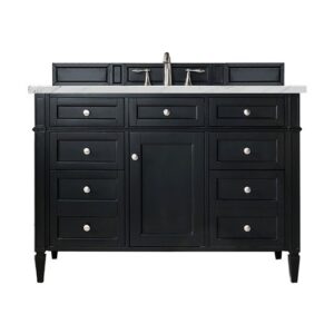 James Martin 650-V48-BKO-3ENC Brittany 48 Inch Single Vanity Cabinet with Ethereal Noctis Quartz Top - Black Onyx