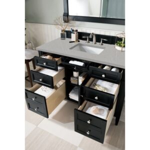 James Martin 650-V48-BKO-3ESR Brittany 48 Inch Black Onyx Single Vanity with 3 CM Eternal Serena Quartz Top