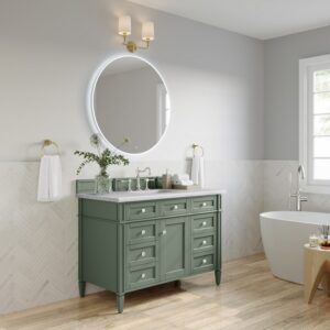 James Martin 650-V48-SC-3AF Brittany 48 Inch Smokey Celadon Single Sink Vanity with 3 cm Arctic Fall Top