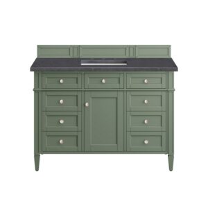 James Martin 650-V48-SC-3CSP Brittany 48 Inch Smokey Celadon Single Sink Vanity with 3 cm Charcoal Soapstone Top