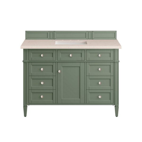 James Martin 650-V48-SC-3EMR Brittany 48 Inch Smokey Celadon Single Sink Vanity with 3 cm Eternal Marfil Top