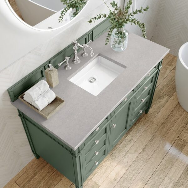 James Martin 650-V48-SC-3ESR Brittany 48 Inch Smokey Celadon Single Sink Vanity with 3 cm Eternal Serena Top