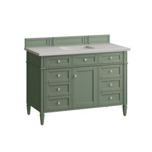 James Martin 650-V48-SC-3ESR Brittany 48 Inch Smokey Celadon Single Sink Vanity with 3 cm Eternal Serena Top