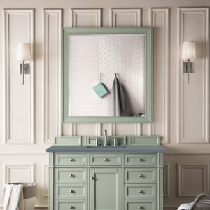 James Martin 650-V48-SGR-3CBL Brittany 48 Inch Single Vanity Cabinet with Cala Blue Quartz Top - Sage Green