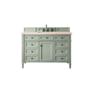 James Martin 650-V48-SGR-3EMR Brittany 48 Inch Sage Green Single Vanity with 3 CM Eternal Marfil Quartz Top