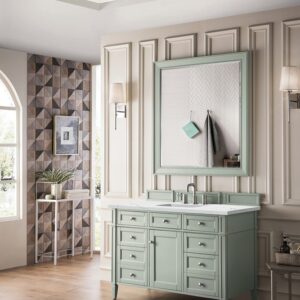 James Martin 650-V48-SGR-3ENC Brittany 48 Inch Single Vanity Cabinet with Ethereal Noctis Quartz Top - Sage Green