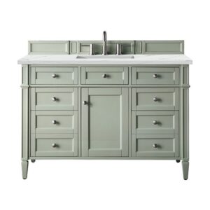 James Martin 650-V48-SGR-3ENC Brittany 48 Inch Single Vanity Cabinet with Ethereal Noctis Quartz Top - Sage Green