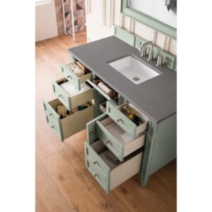 James Martin 650-V48-SGR-3GEX Brittany 48 Inch Sage Green Single Vanity with 3 CM Grey Expo Quartz Top