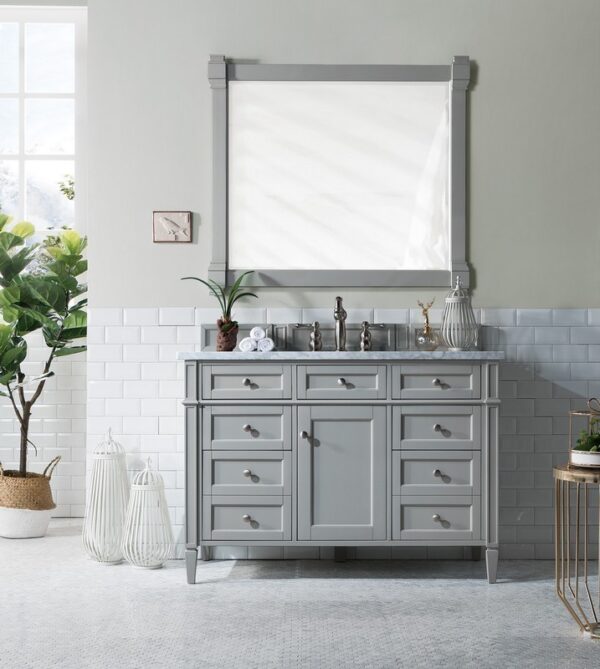 James Martin 650-V48-UGR-3CAR Brittany 48 Inch Urban Gray Single Vanity with 3 cm Carrara Marble Top