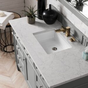 James Martin 650-V48-UGR-3EJP Brittany 48 Inch Urban Gray Single Vanity with 3 cm Eternal Jasmine Pearl Quartz Top with Sink