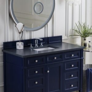 James Martin 650-V48-VBL-3CSP Brittany 48 Inch Victory Blue Single Vanity with 3 cm Charcoal Soapstone Quartz Top with Sink