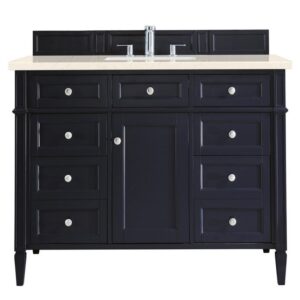 James Martin 650-V48-VBL-3EMR Brittany 48 Inch Victory Blue Single Vanity with 3 CM Eternal Marfil Quartz Top