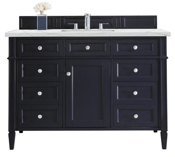 James Martin 650-V48-VBL-3ENC Brittany 48 Inch Single Vanity Cabinet with Ethereal Noctis Quartz Top - Victory Blue