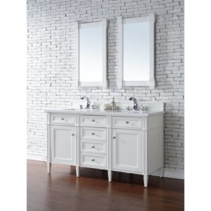 James Martin 650-V60D-3WZ Brittany 60 Inch Double Vanity with 3cm White Zeus Quartz Top