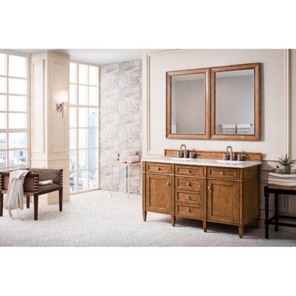 James Martin 650-V60D-3WZ Brittany 60 Inch Double Vanity with 3cm White Zeus Quartz Top