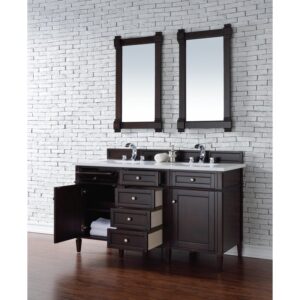 James Martin 650-V60D-3WZ Brittany 60 Inch Double Vanity with 3cm White Zeus Quartz Top