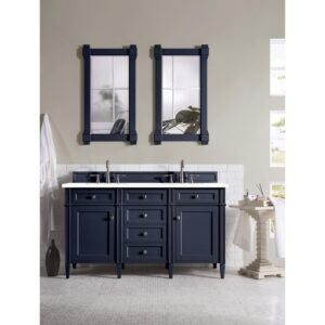 James Martin 650-V60D-3WZ Brittany 60 Inch Double Vanity with 3cm White Zeus Quartz Top