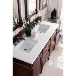 James Martin 650-V60D-3WZ Brittany 60 Inch Double Vanity with 3cm White Zeus Quartz Top