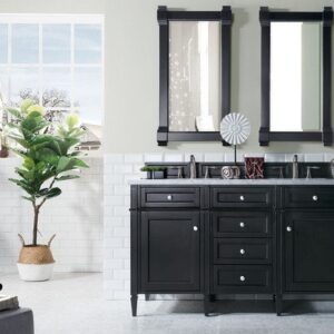 James Martin 650-V60D-BKO-3CAR Brittany 60 Inch Black Onyx Double Vanity with 3 cm Carrara Marble Top