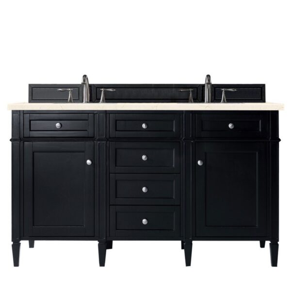 James Martin 650-V60D-BKO-3EMR Brittany 60 Inch Black Onyx Double Vanity with 3 CM Eternal Marfil Quartz Top