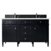 James Martin 650-V60D-BKO-3ESR Brittany 60 Inch Black Onyx Double Vanity with 3 CM Eternal Serena Quartz Top