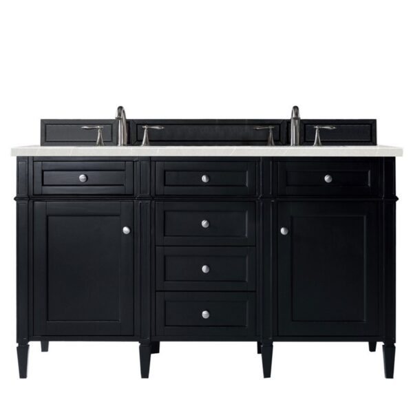 James Martin 650-V60D-BKO-3ESR Brittany 60 Inch Black Onyx Double Vanity with 3 CM Eternal Serena Quartz Top