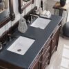 James Martin 650-V60D-BNM-3CSP Brittany 60 Inch Burnished Mahogany Double Vanity with 3 cm Charcoal Soapstone Quartz Top with Sink