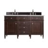 James Martin 650-V60D-BNM-3ENC Brittany 60 Inch Double Vanity Cabinet with Ethereal Noctis Quartz Top - Burnished Mahogany