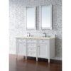 James Martin 650-V60D-BW-3EMR Brittany 60 Inch Bright White Double Vanity with 3 CM Eternal Marfil Quartz Top