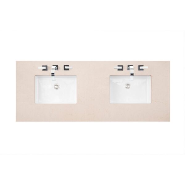 James Martin 650-V60D-BW-3EMR Brittany 60 Inch Bright White Double Vanity with 3 CM Eternal Marfil Quartz Top