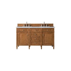 James Martin 650-V60D-SBR-3AF Brittany 60 Inch Saddle Brown Double Vanity with 3 CM Arctic Fall Solid Surface Top