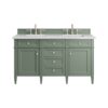 James Martin 650-V60D-SC-3AF Brittany 60 Inch Smokey Celadon Double Sink Vanity with 3 cm Arctic Fall Top