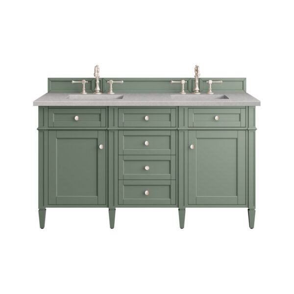 James Martin 650-V60D-SC-3ESR Brittany 60 Inch Smokey Celadon Double Sink Vanity with 3 cm Eternal Serena Top