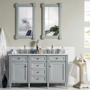 James Martin 650-V60D-UGR-3CAR Brittany 60 Inch Urban Gray Double Vanity with 3 cm Carrara Marble Top