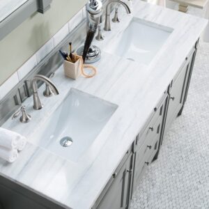 James Martin 650-V60D-UGR-3AF Brittany 60 Inch Urban Gray Double Vanity with 3 cm Arctic Fall Solid Surface Top