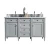 James Martin 650-V60D-UGR-3CAR Brittany 60 Inch Urban Gray Double Vanity with 3 cm Carrara Marble Top