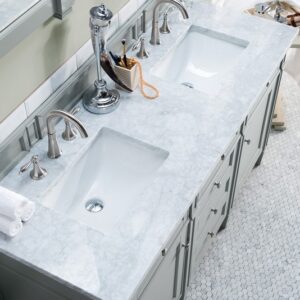 James Martin 650-V60D-UGR-3CAR Brittany 60 Inch Urban Gray Double Vanity with 3 cm Carrara Marble Top