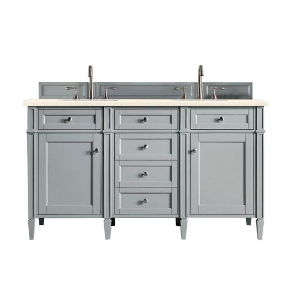 James Martin 650-V60D-UGR-3EMR Brittany 60 Inch Urban Gray Double Vanity with 3 CM Eternal Marfil Quartz Top