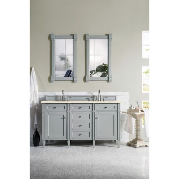 James Martin 650-V60D-UGR-3EMR Brittany 60 Inch Urban Gray Double Vanity with 3 CM Eternal Marfil Quartz Top