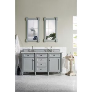 James Martin 650-V60D-UGR-3ESR Brittany 60 Inch Urban Gray Double Vanity with 3 CM Eternal Serena Quartz Top