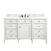 James Martin 650-V60S-3WZ Brittany 60 Inch Single Vanity with 3cm White Zeus Quartz Top