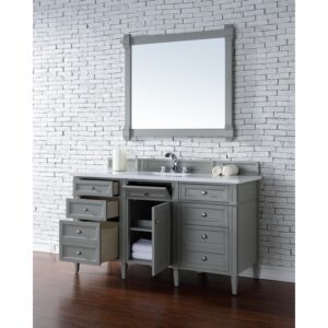 James Martin 650-V60S-3WZ Brittany 60 Inch Single Vanity with 3cm White Zeus Quartz Top