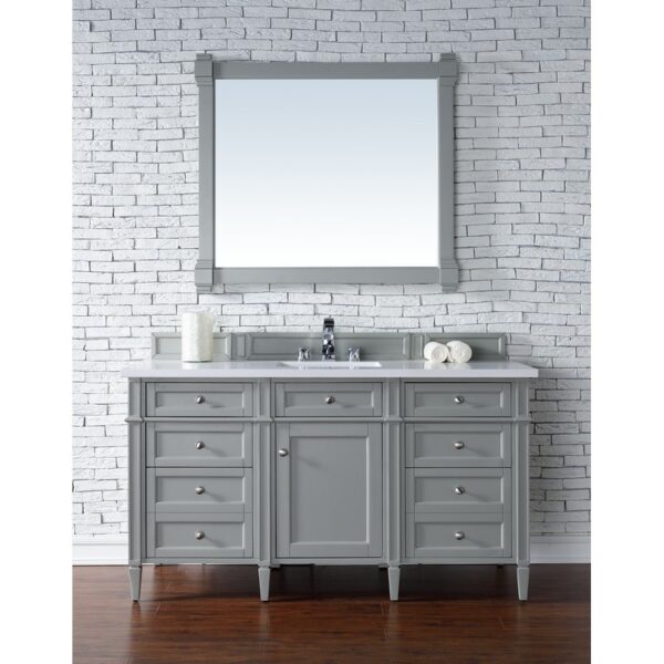 James Martin 650-V60S-3WZ Brittany 60 Inch Single Vanity with 3cm White Zeus Quartz Top