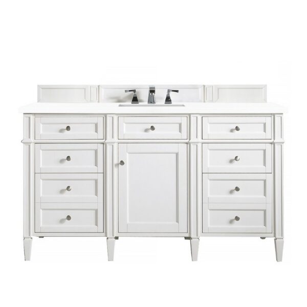 James Martin 650-V60S-3WZ Brittany 60 Inch Single Vanity with 3cm White Zeus Quartz Top