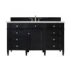 James Martin 650-V60S-BKO-3ENC Brittany 60 Inch Single Vanity Cabinet with Ethereal Noctis Quartz Top - Black Onyx