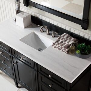 James Martin 650-V60S-BKO-3AF Brittany 60 Inch Single Vanity in Black Onyx with 3 cm Arctic Fall Solid Surface Top