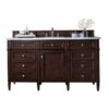 James Martin 650-V60S-BNM-3CAR Brittany 60 Inch Burnished Mahogany Single Vanity with 3 cm Carrara Marble Top