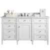 James Martin 650-V60S-BW-3AF Brittany 60 Inch Bright White Single Vanity with 3 cm Arctic Fall Solid Surface Top